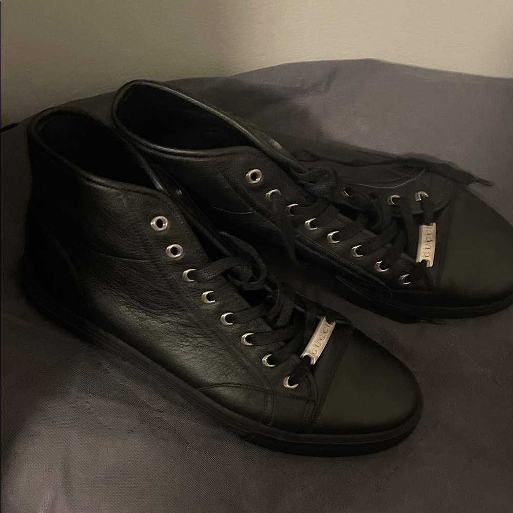 Gucci Black High-Top Leather Sneakers